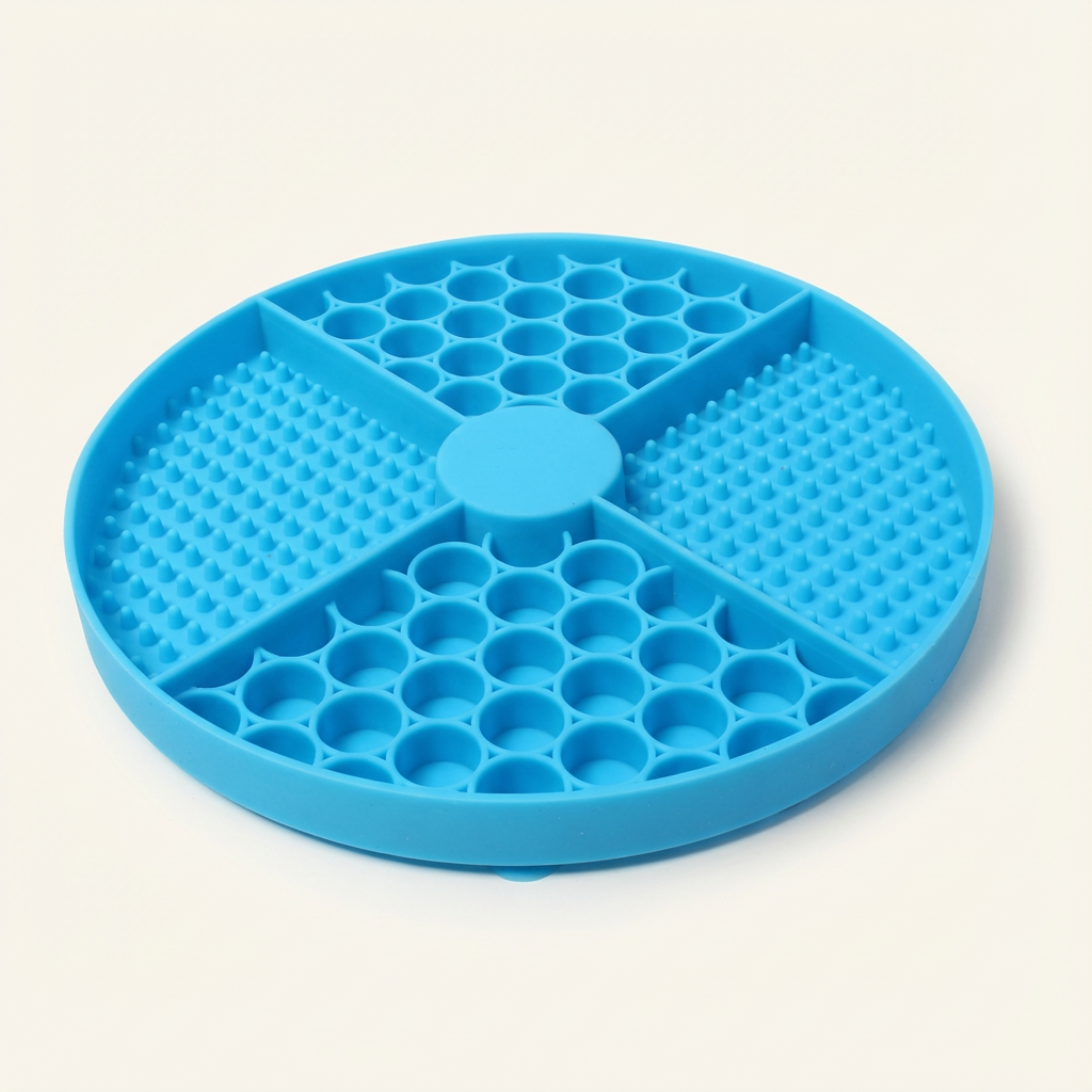 Blue Pawmimi Calming Lick Mat with three texture zones for slow licking