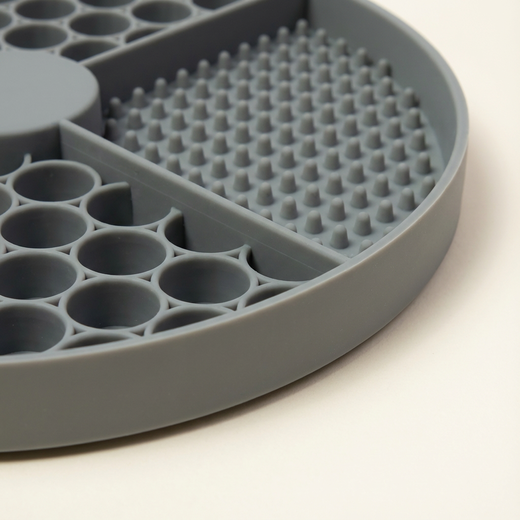 Close up of the Pawmimi Lick Mat silicone textures for enrichment and slow licking