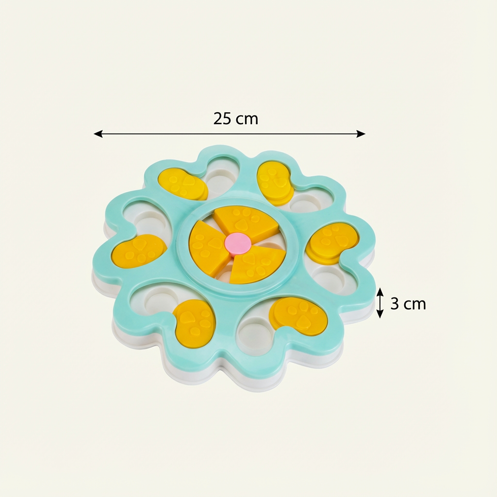 Pawmimi Puzzle Feeder with dimensions shown: 25 cm width and 3 cm height.