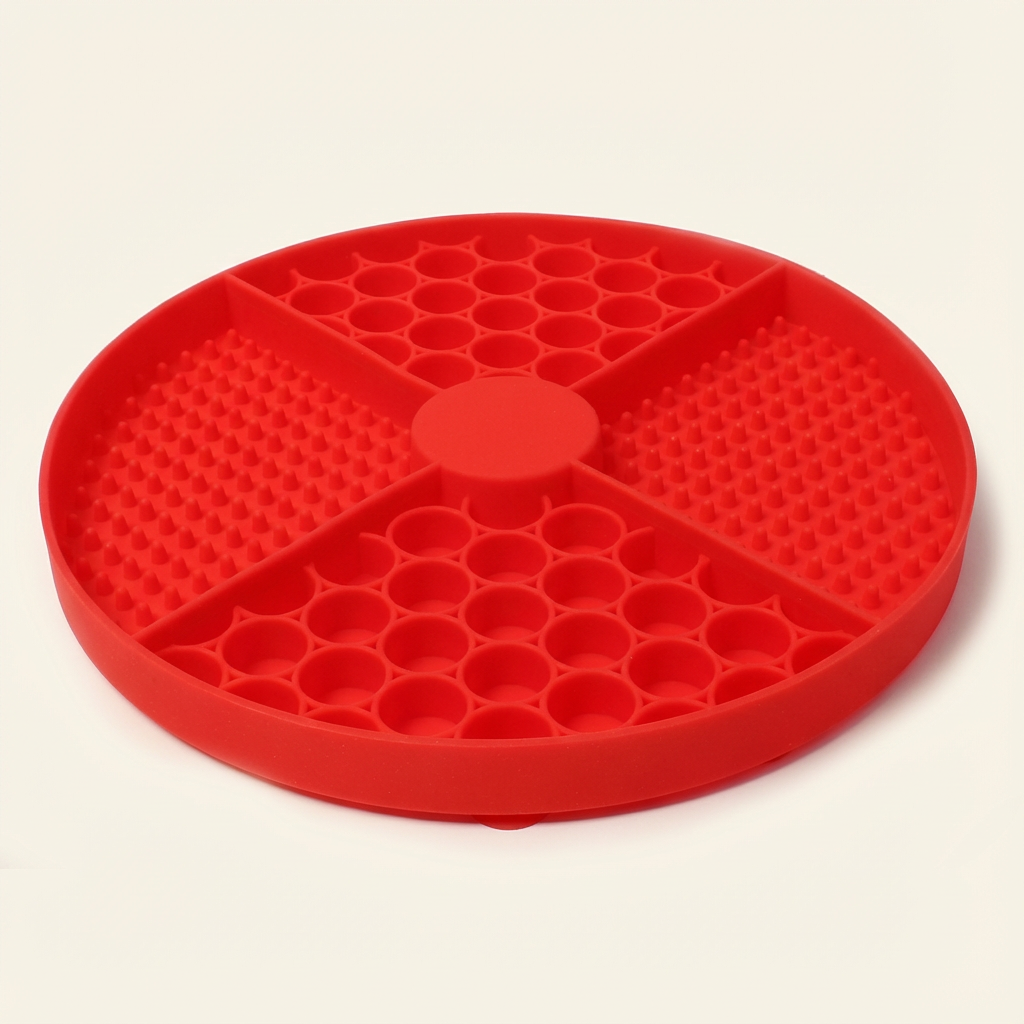 Red Pawmimi Calming Lick Mat designed to reduce anxiety and improve digestion