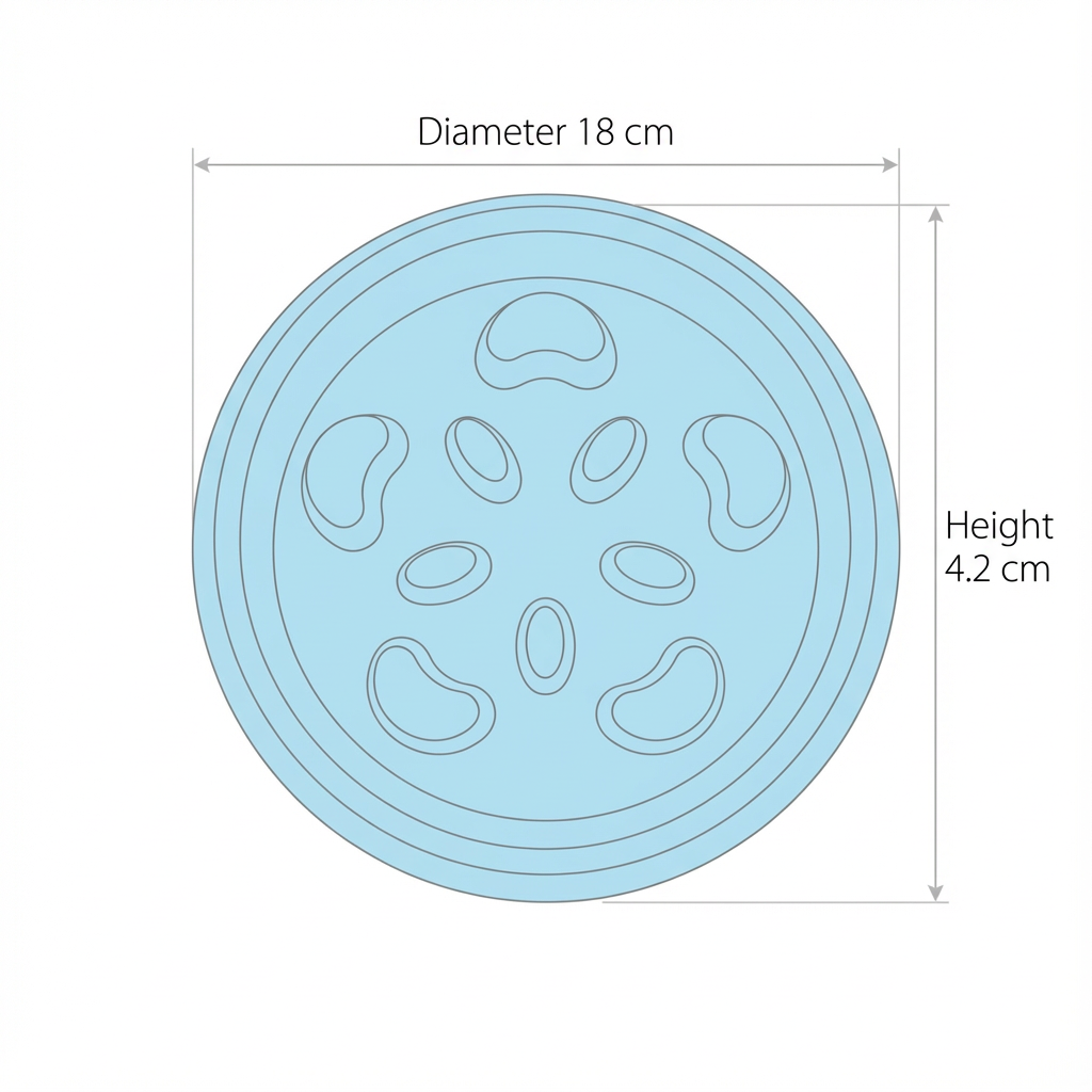 Pawmimi Slow Feeder Bowl with dimensions: 18 cm diameter and 4.2 cm height.
